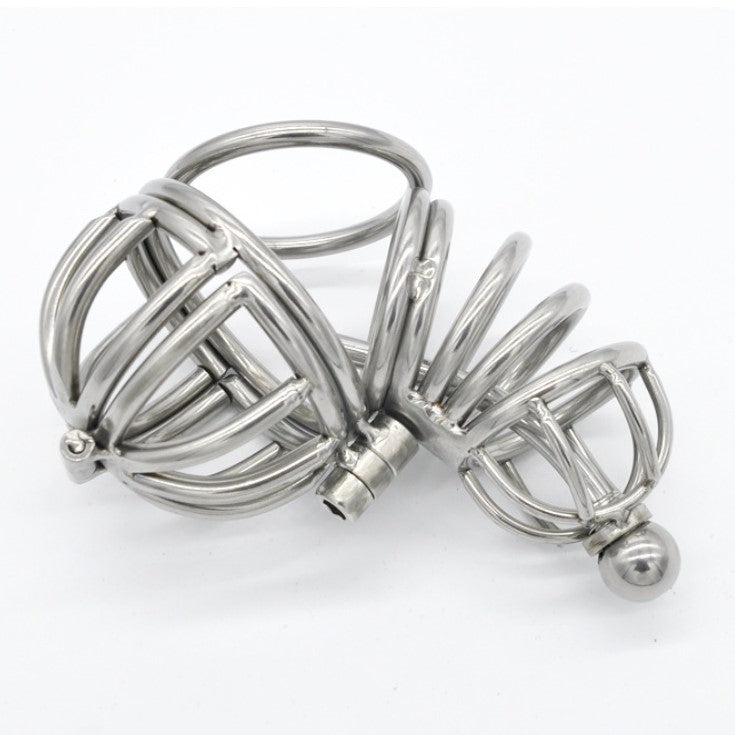 Metal chastity device with rings
